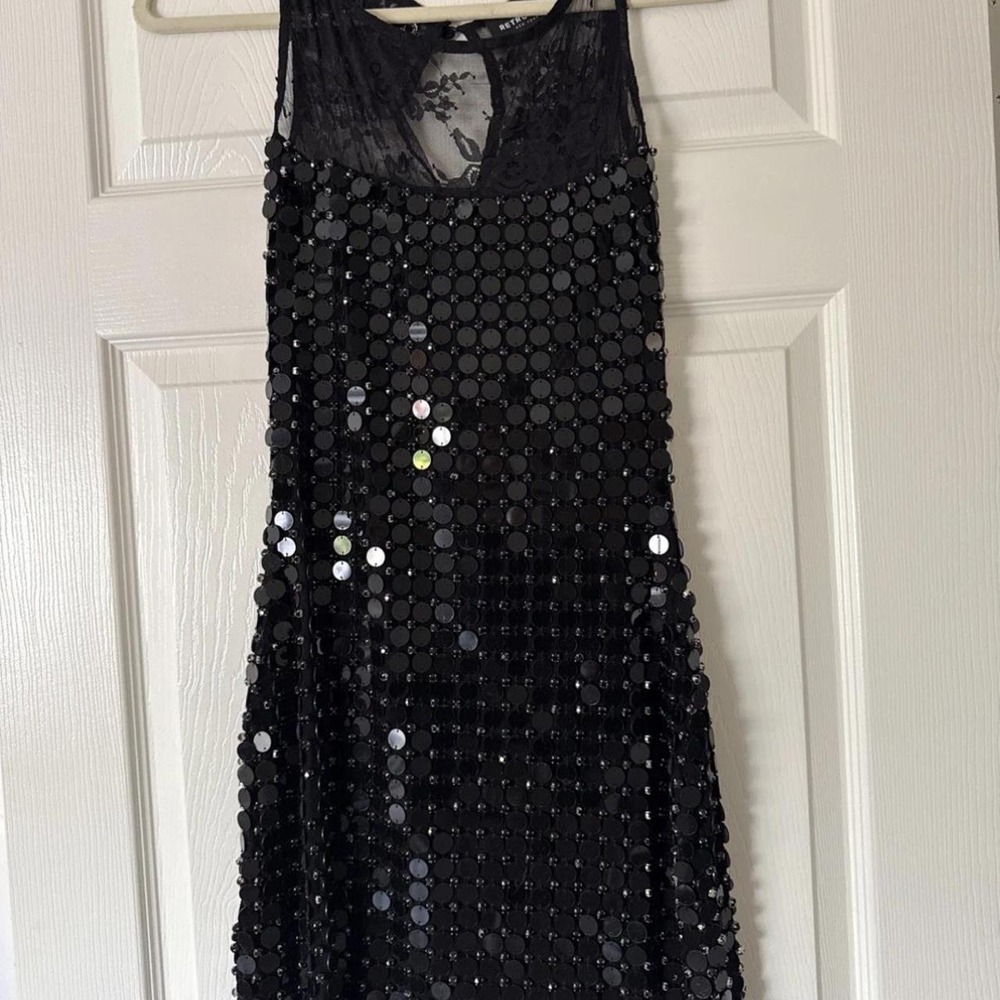 Retrofete NWOT black embellished mini dress